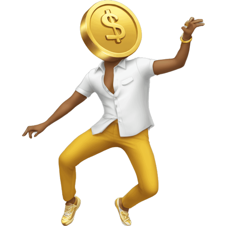 Dollar coin doing a dab (dance) emoji