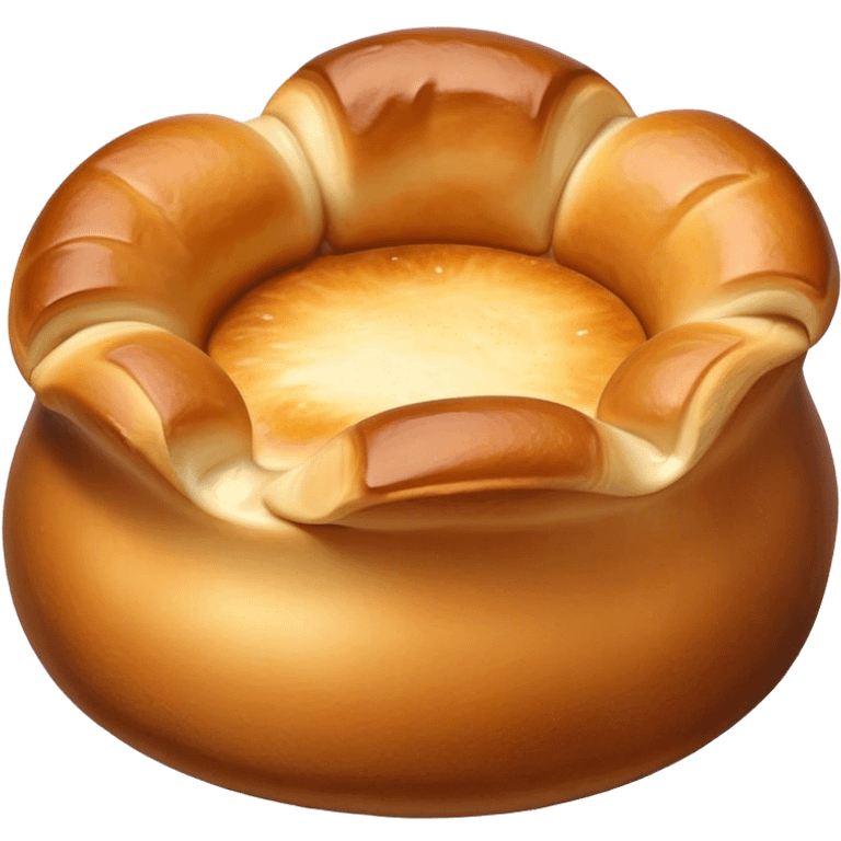 Cinematic Realistic Yorkshire Pudding Dish Emoji, showcasing a light, airy, golden puff with a crispy exterior rendered with lifelike detail and soft natural lighting that accentuates its classic appeal. emoji