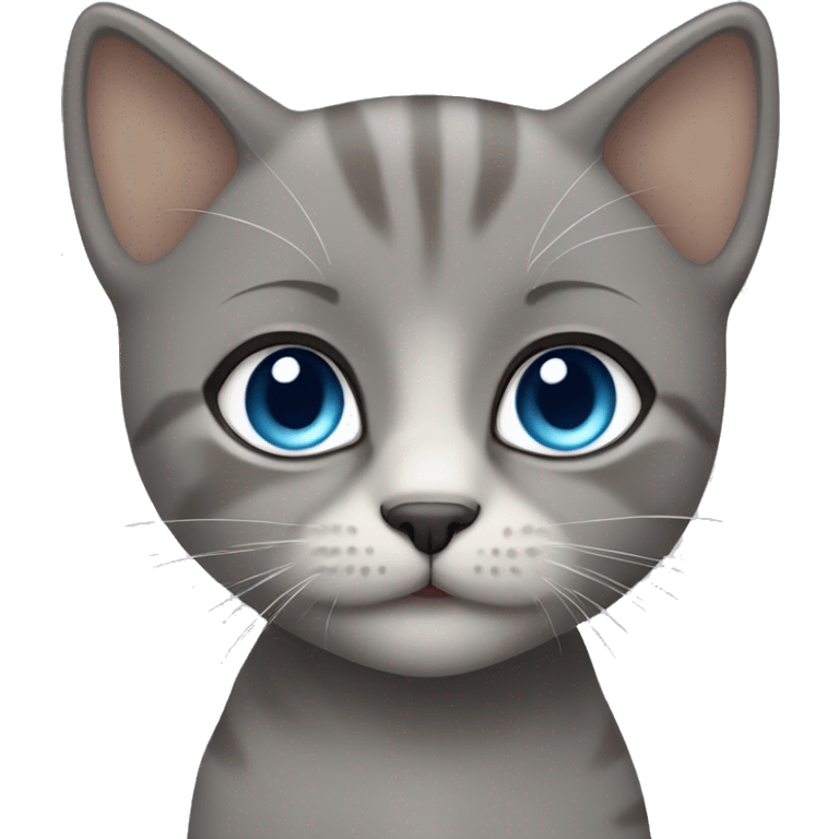 blue eyes grey kitten, brown short hair woman emoji