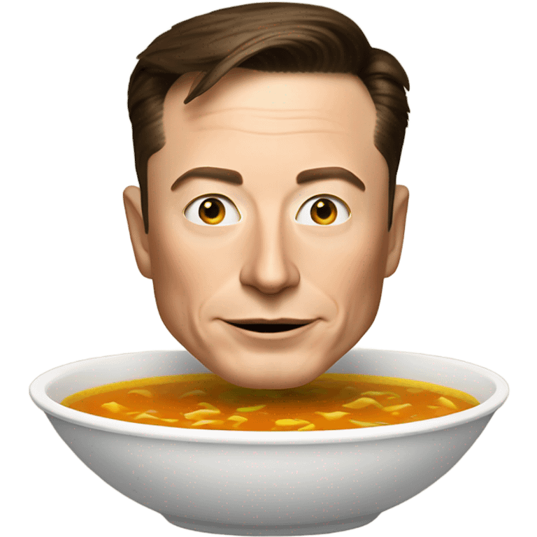 Elon musk in a bowl of soup emoji