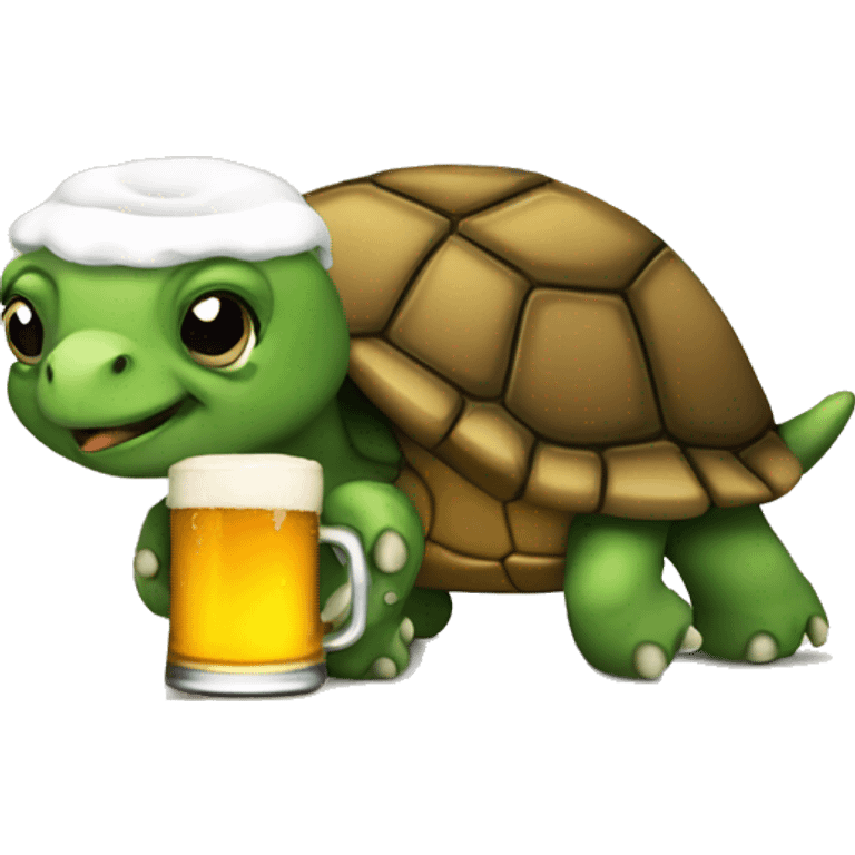 Turtle drinking beer emoji