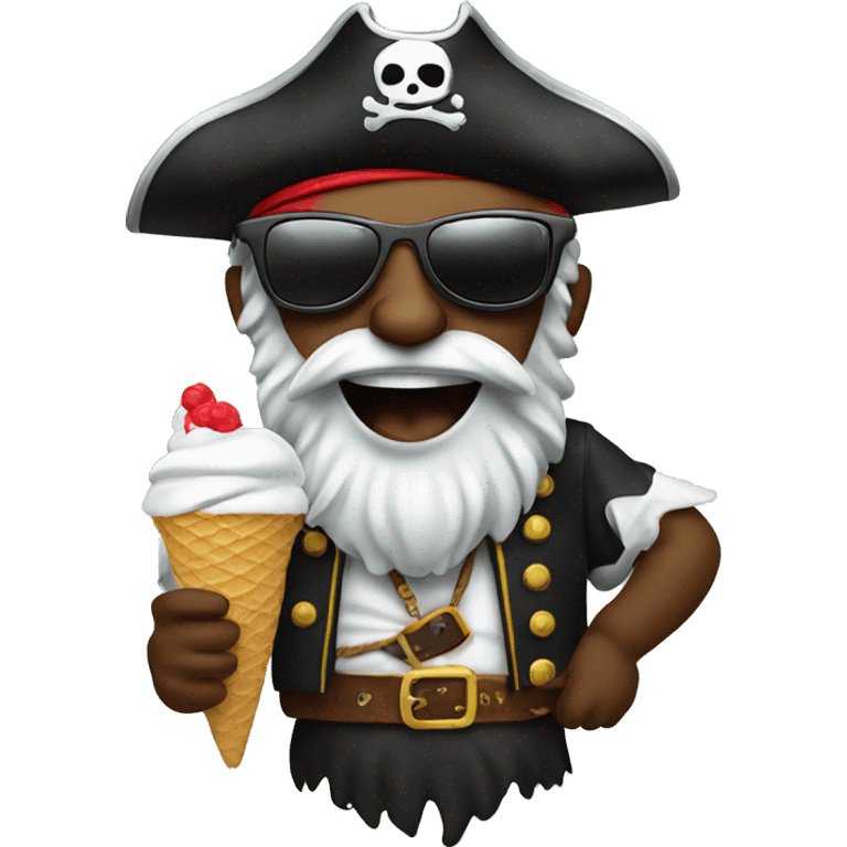 Pirate with cool sunglasses eating ice cream at the beach emoji