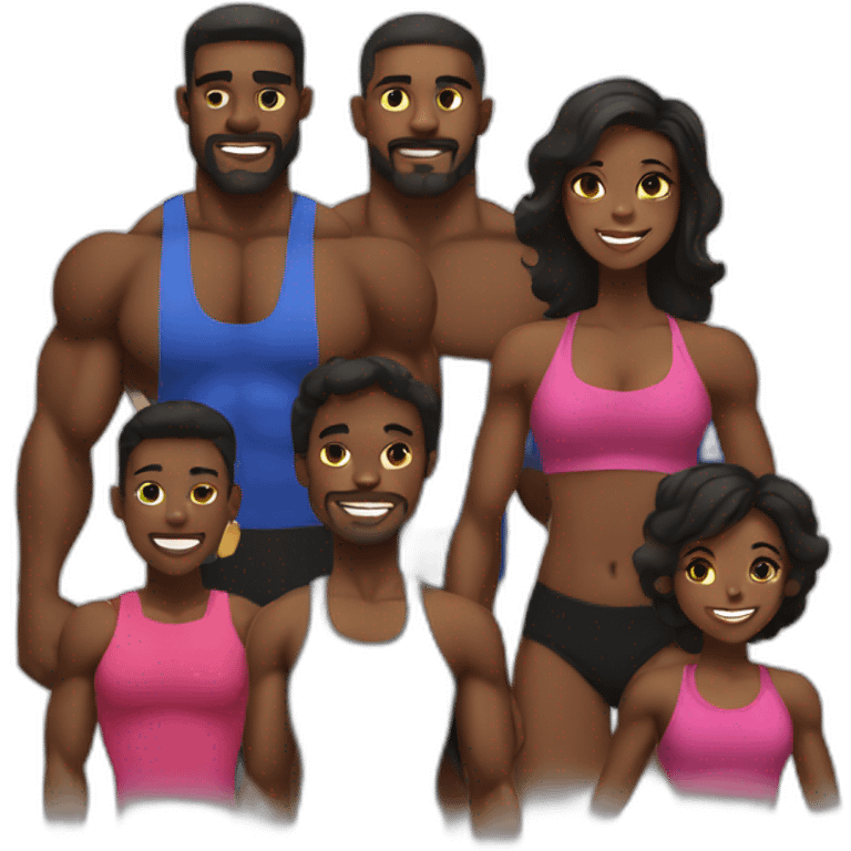 Black body builder family  emoji