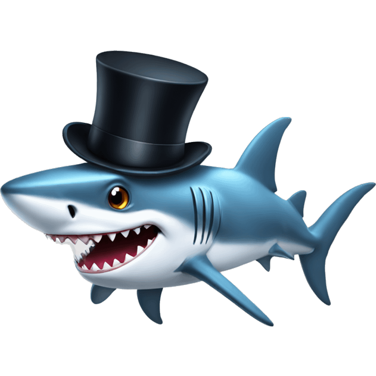 Shark with a top hat emoji