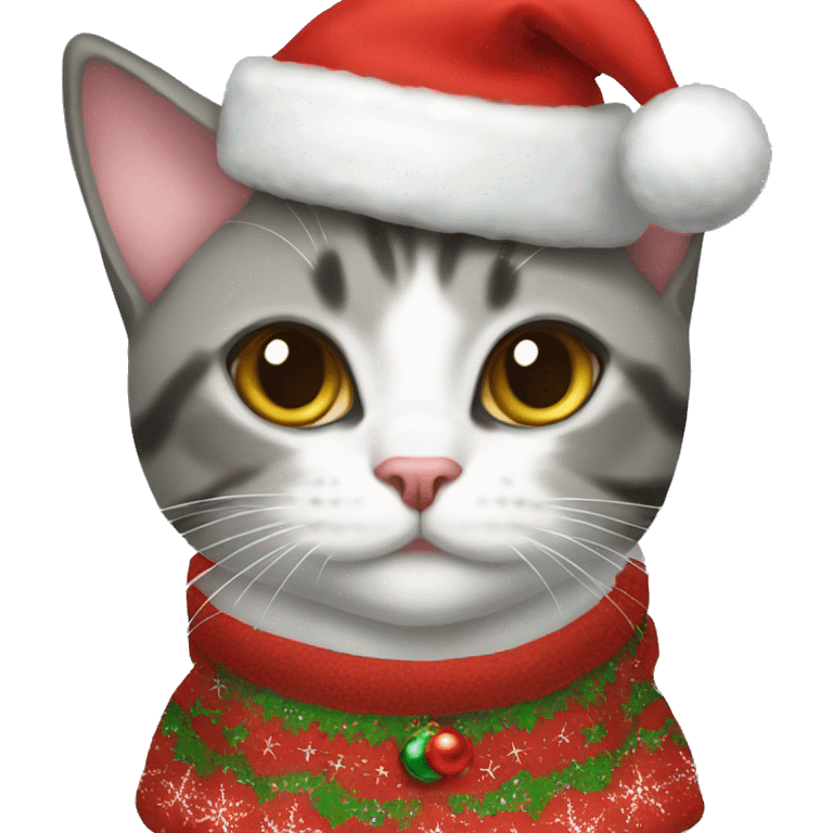 Domestic shorthair cat wearing Christmas outfit  emoji