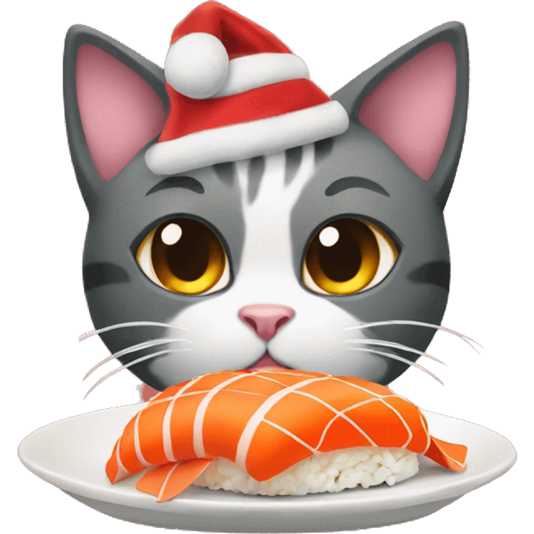 christmas cat eat sushi emoji