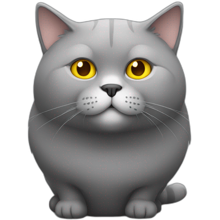 Fat cat grey with yellow eyes emoji