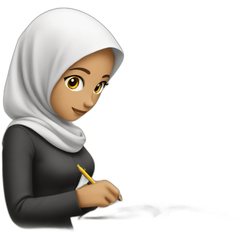 Hijab Girl writing on book emoji