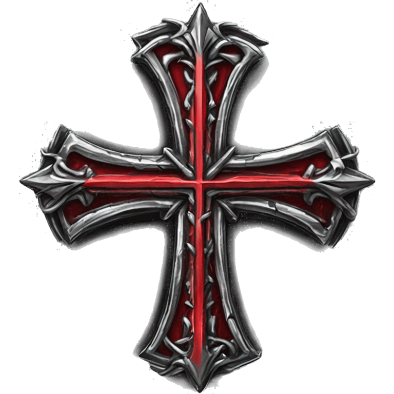 Chrome silver cross detailed gothic red raiders logo black red punk detail artwork  emoji