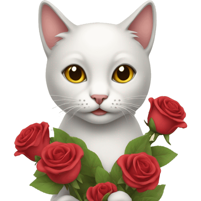 Cat with roses bouquet  emoji