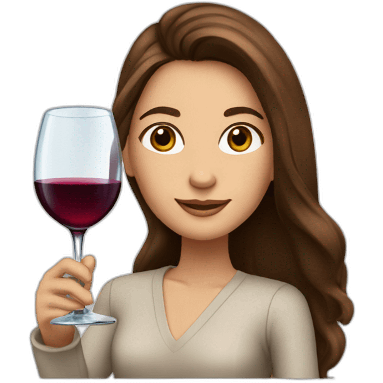 girl with long brown hair and brown eyes, with a glass of wine and KPMG background emoji