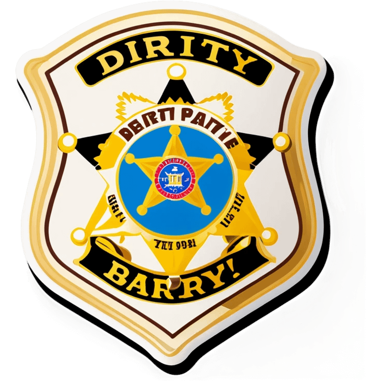 A sheriff badge that says Dirty Barry emoji