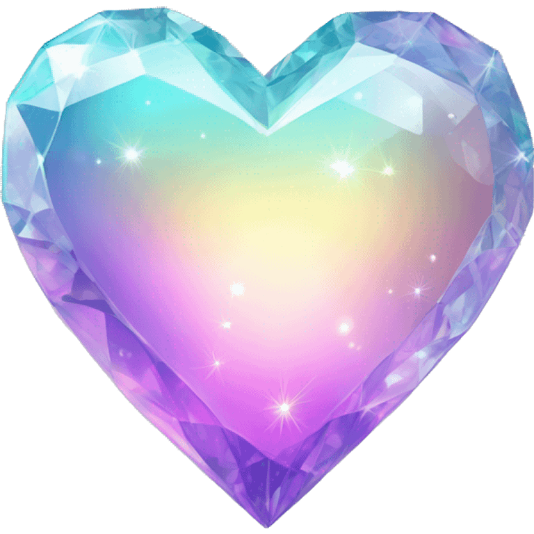 Sparkly glossy Pastel iridescent glass crystal heart emoji