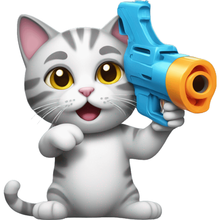 Cat with a water gun emoji