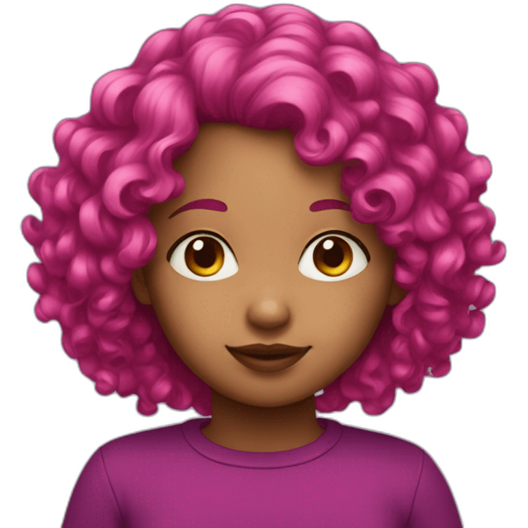 Girl curly magenta hair emoji