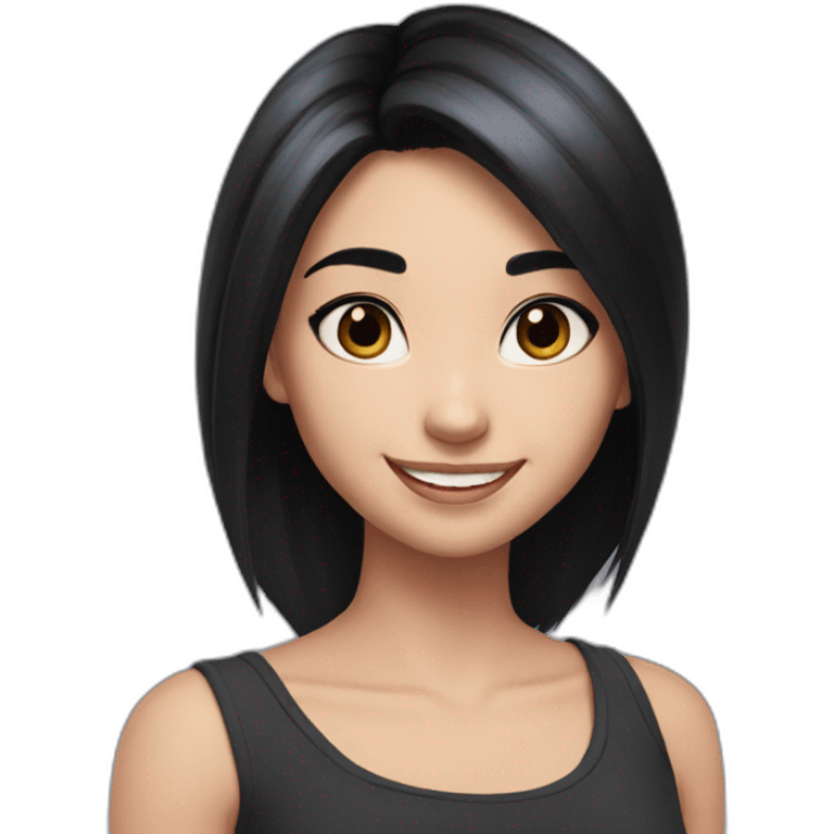 white skin and black straight hair and black eyes  Disney smile girl emoji