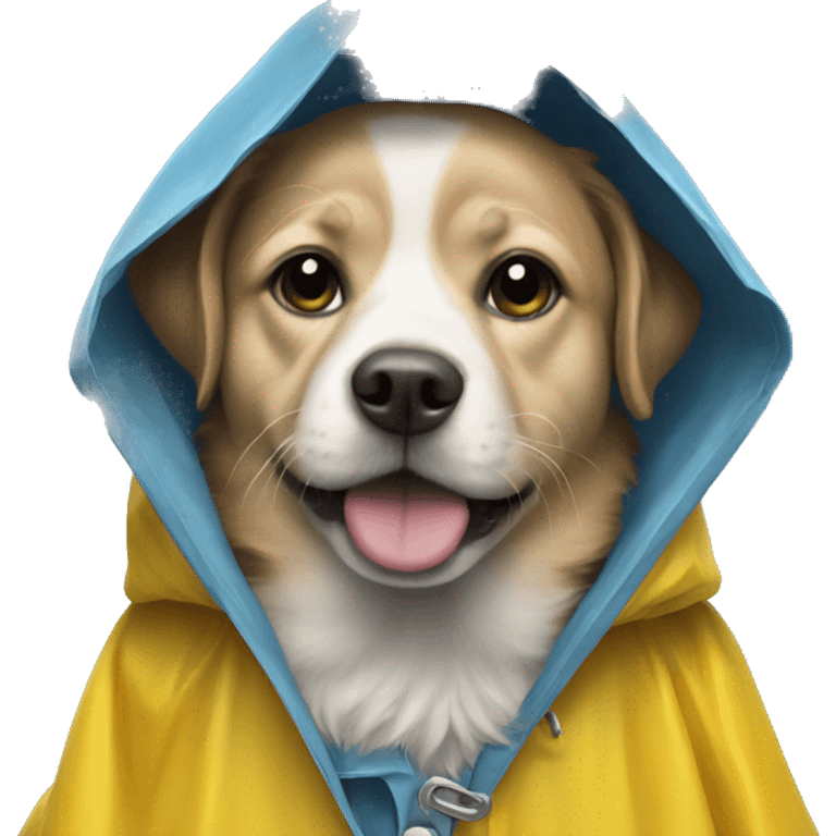 Dog wearing raincoat emoji