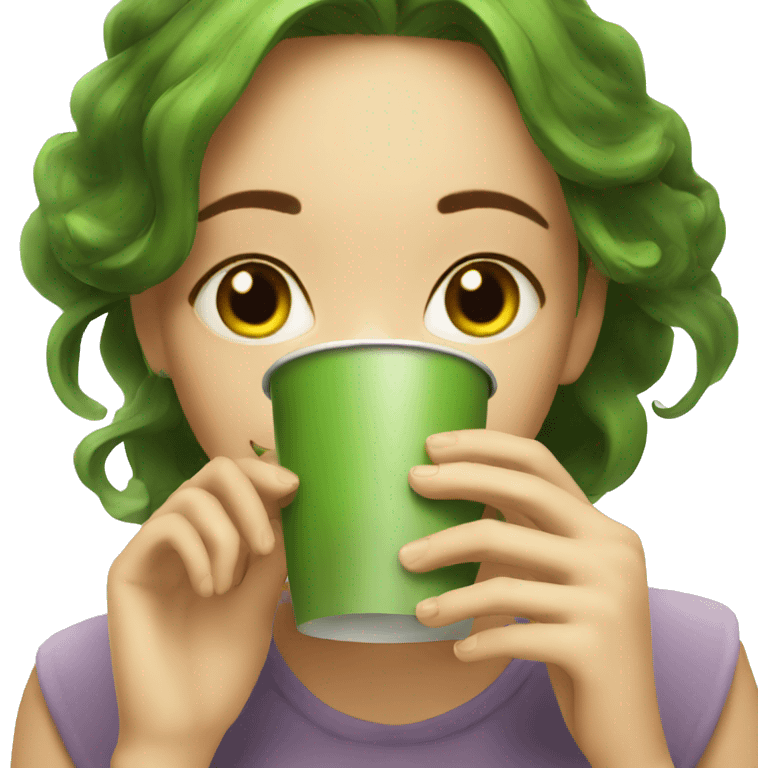 girl sipping matcha emoji