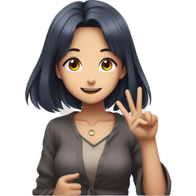 anime girl v sign emoji