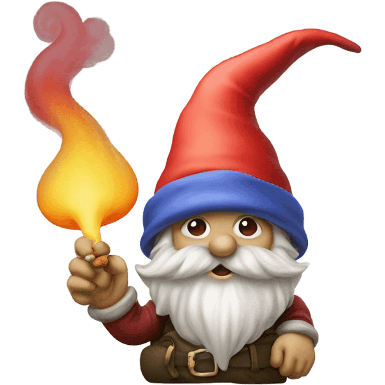 Gnome with a mushroom hat smoking emoji