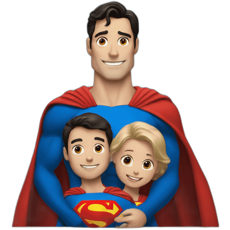 superman with two kids emoji