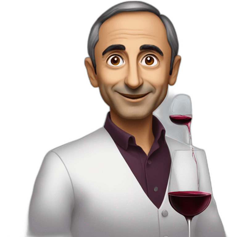 Eric zemmour with a class of wine emoji