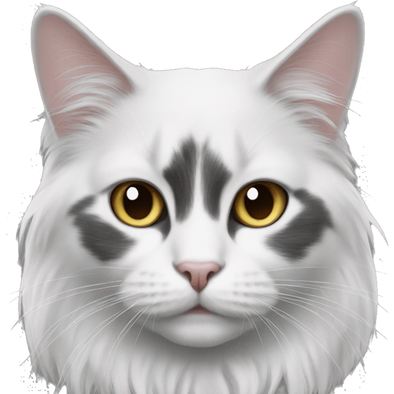 black and white cat long haired emoji