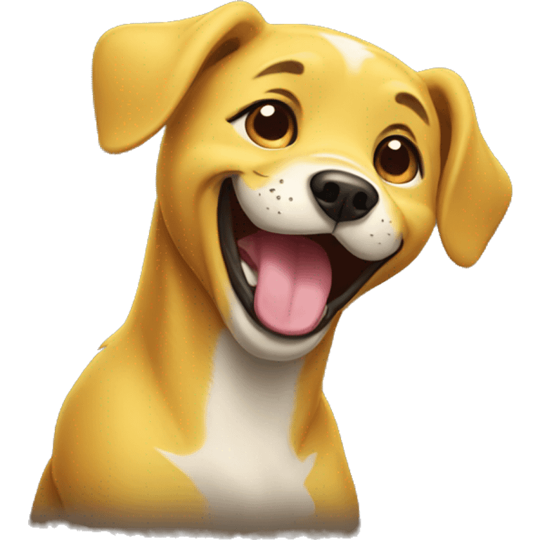 yellow giggling dog emoji