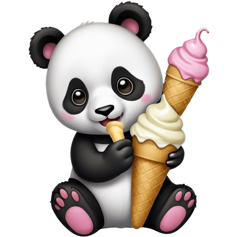 Panda eating ice cream emoji