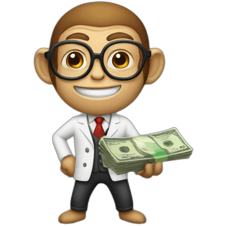 a Monkey professor winning cash emoji