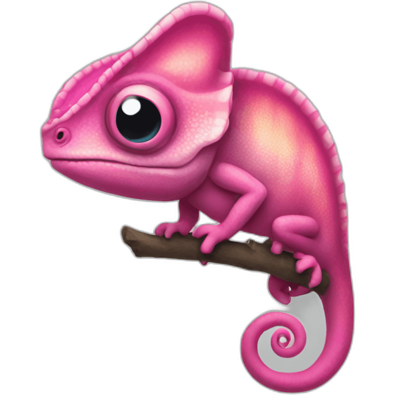 pink chameleon talking emoji