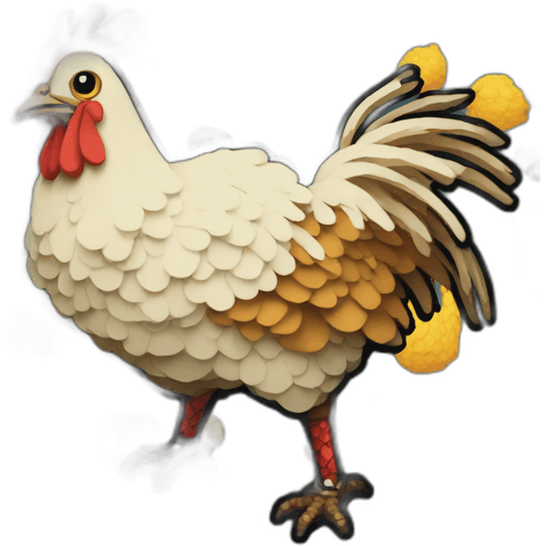 pixel-art chicken samurai emoji