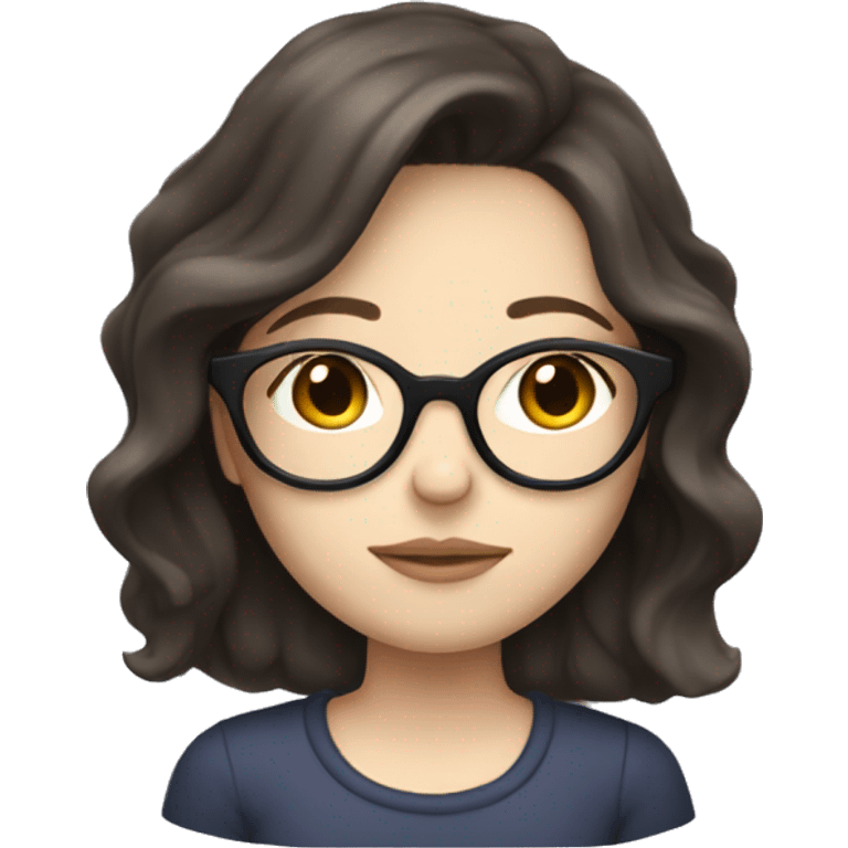 girl with dark brown hair a little bit wavy pale skin and glasses sleeping emoji