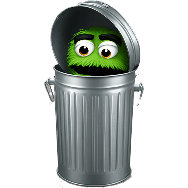 oscar the grouch inside metal trash can emoji