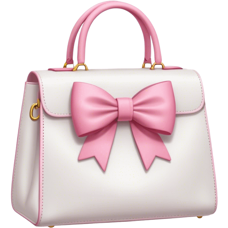 A white bag with a pink bow on the strap emoji