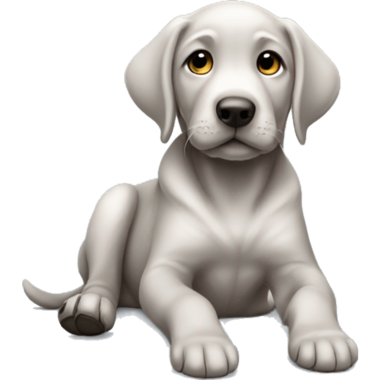 Silver Labrador puppy laying emoji