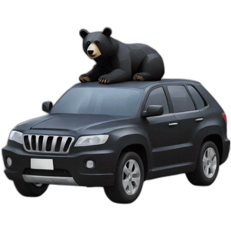 stand Lowpoly black bear in car emoji