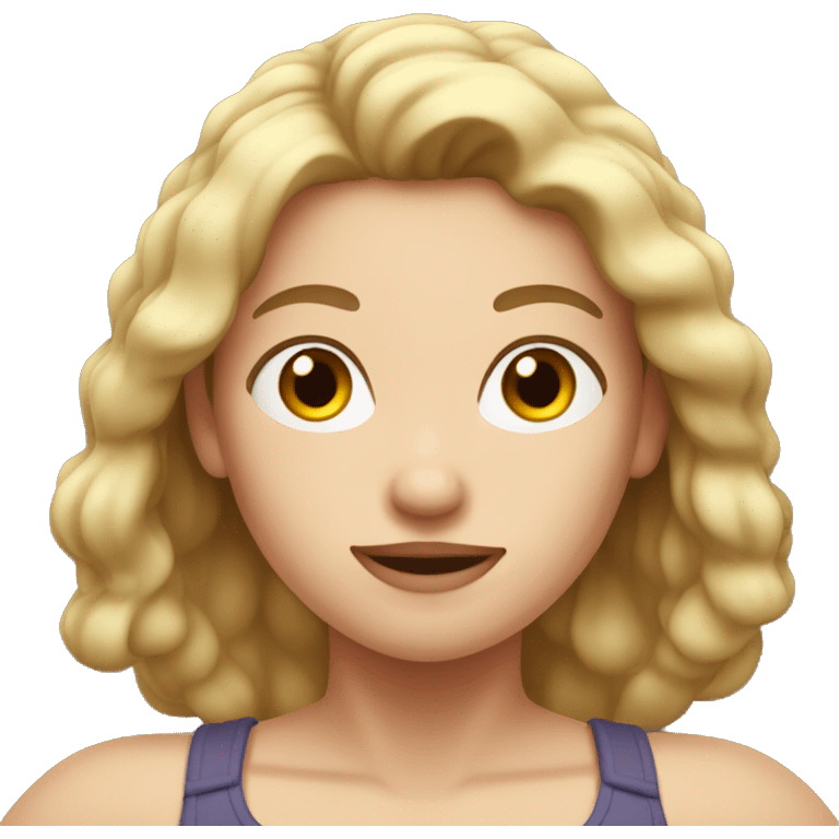 Woman with white skin and brown hair who is showing her biceps  emoji