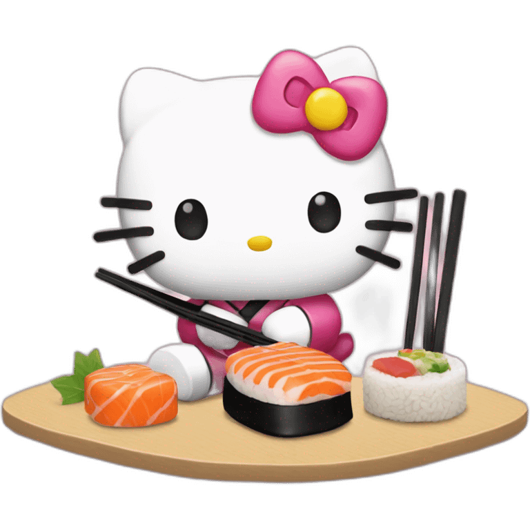 Hello kitty eat sushi  emoji