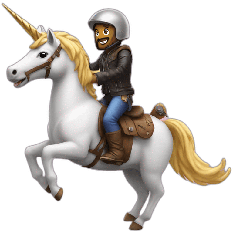 a biker riding a unicorn emoji