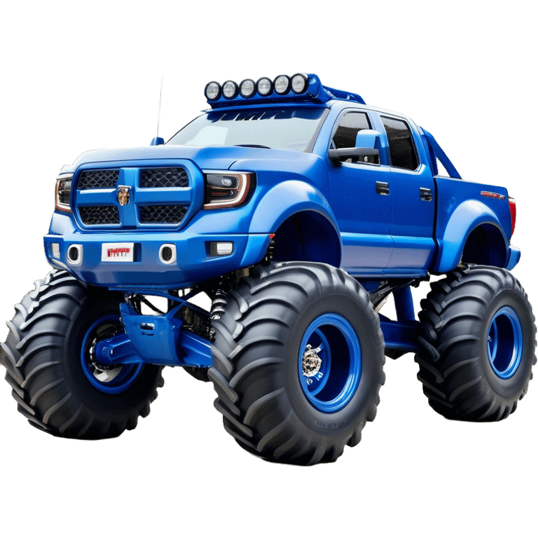 Bigfoot - Bigfoot 4x4 (Model Year: 2022) (Iconic colour: Blue) - An oversized, rugged monster truck with bold, aggressive lines painted in a striking blue. Focus on massive, rugged tires and a muscular chassis that exudes raw power and an urban legend feel. emoji