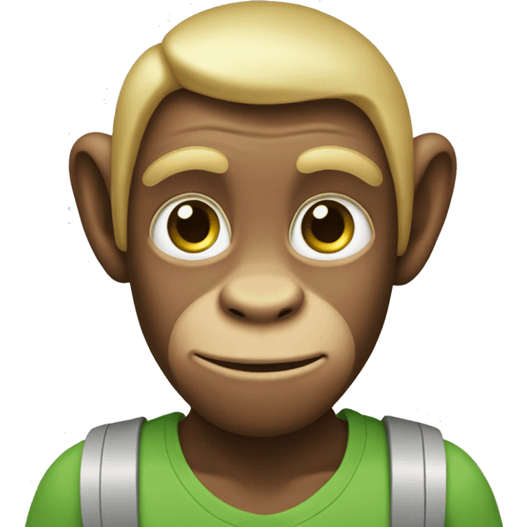 Monkey with blond hair and green eyes emoji