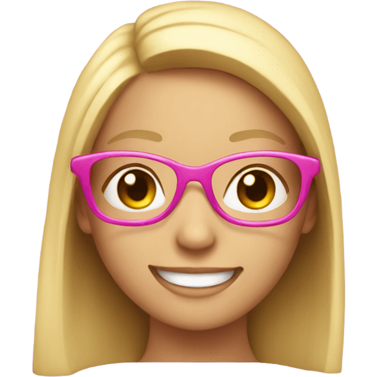 smiling girl in car with pink glasses  emoji