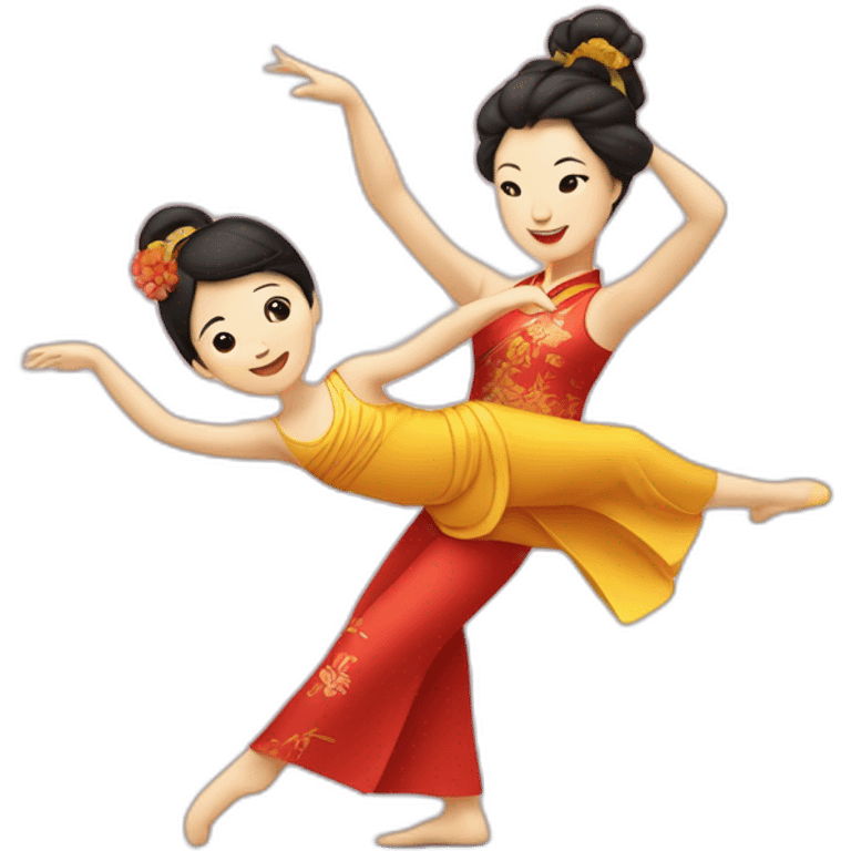 Danseuse chinoise et son enfant  emoji