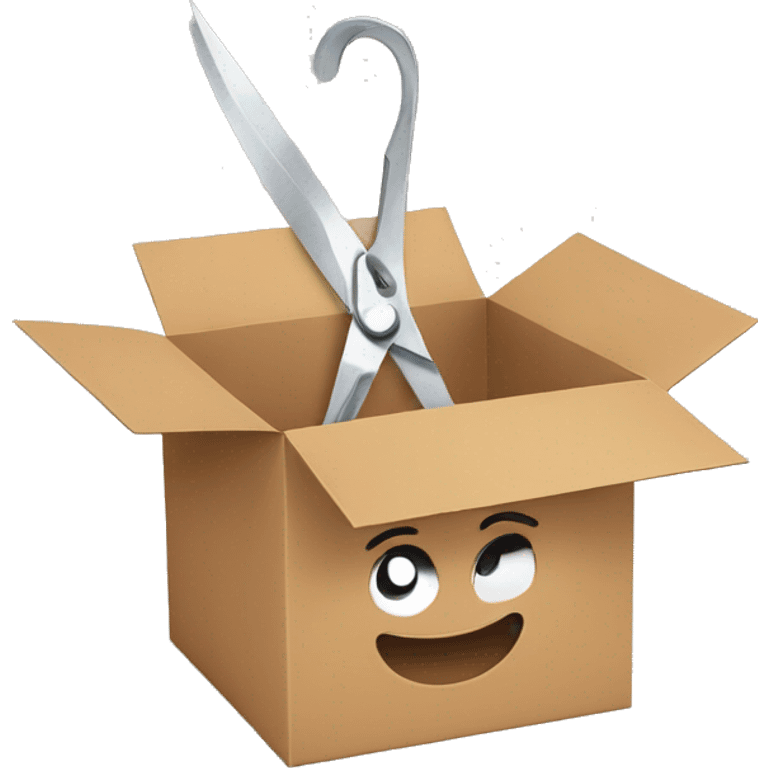 cutting cardboard box with scissors emoji