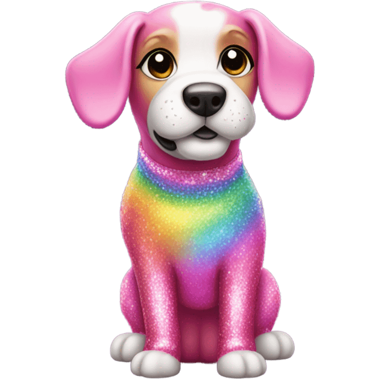 Pink sparkly dog with rainbow boots  emoji