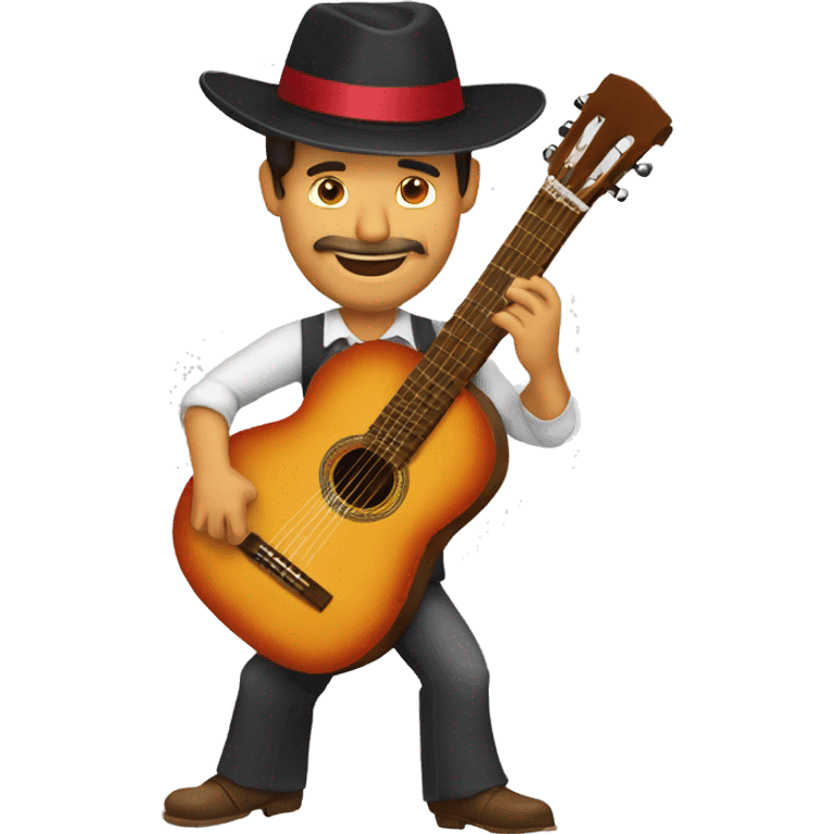 flamenco guitar played by spanish man with hat emoji