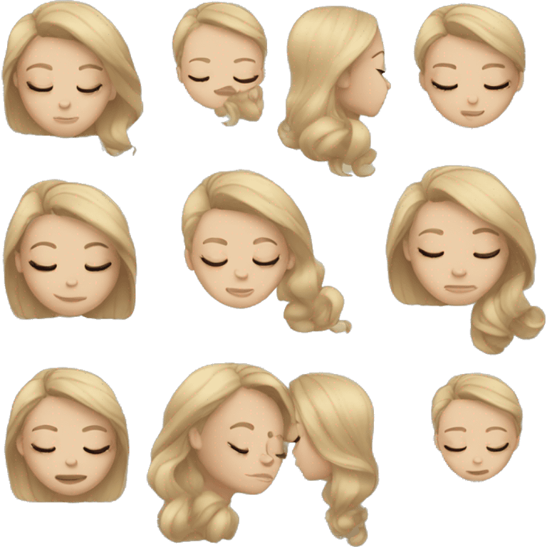 White skin girl dark blonde hair sleeping emoji