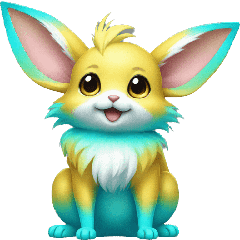 Shiny Colorful Yellow Cyan Electric Mouse Eevee emoji