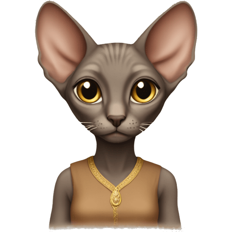 sphinx cat in a brown soft blouse emoji